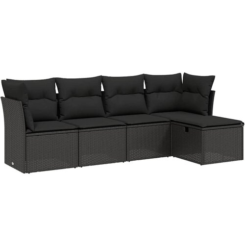  5-dijelna vrtna garnitura od poliratana s jastucima crna 62 x 62 x 69 cm Slike