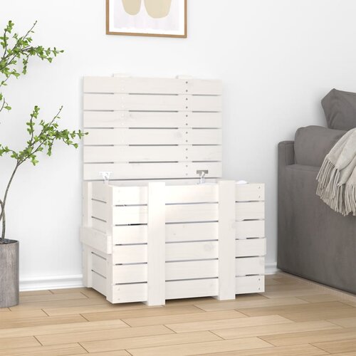 vidaXL Kutija za pohranu bijela 58x40 5x42 cm od masivne borovine Cijene