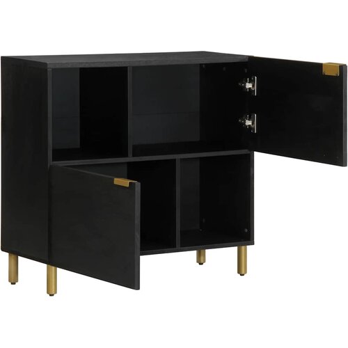  Komoda crna 80x33x75 cm od konstruiranog drva Slike