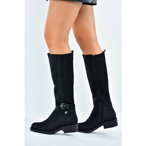 Fox Shoes Black Back Diving Stretch Fabric Short Heeled Women's Daily Boots Slike