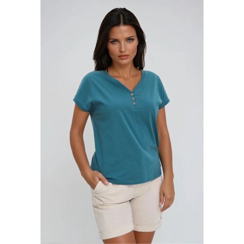 Marisse Cotton Blouse With Buttons, Green Cijene