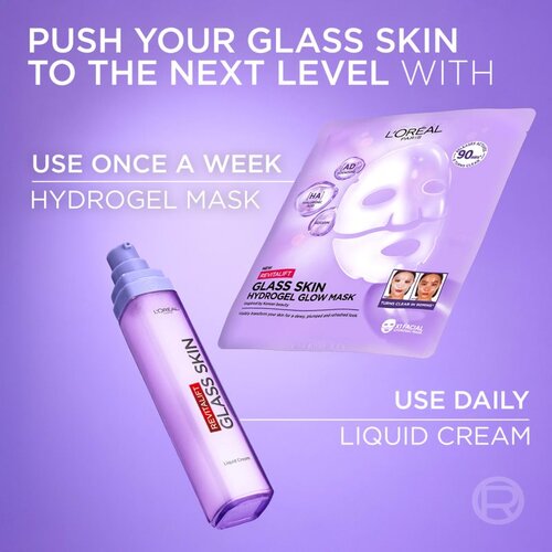 L&amp;acute;Or&amp;eacute;al Paris Revitalift Filler Glass Skin hidrogel maska s posvjetljujućim učinkom 4 kom Slike