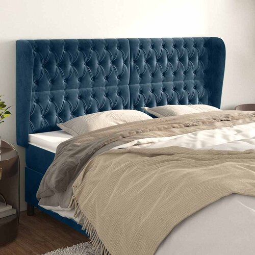  Uzglavlje s u&amp;scaron;ima tamnoplavo 183x23x118/128 cm bar&amp;scaron;unasto Slike
