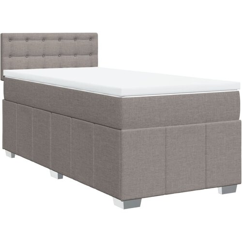 VidaXL Krevet s oprugama i madracem smeđesivi 100 x 200 cm od tkanine Slike