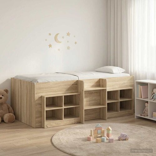 Loft krevet s ormarom 3 kom. Hrast sonoma Konstruirano drvo - Hrast sonoma Slike