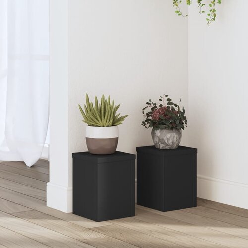 VidaXL Stalci za biljke 2 kom crni 15x15x20 cm konstruirano drvo Slike