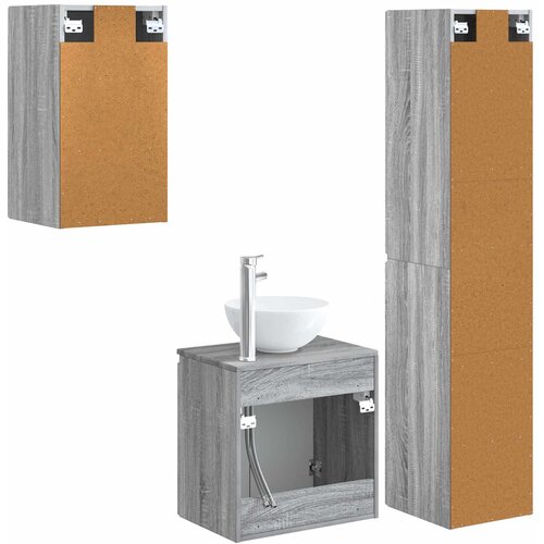  Set namje&amp;scaron;taja za kupaonicu 3 kom. Siva Sonoma 33 x 34.5 x 160 cm Slike