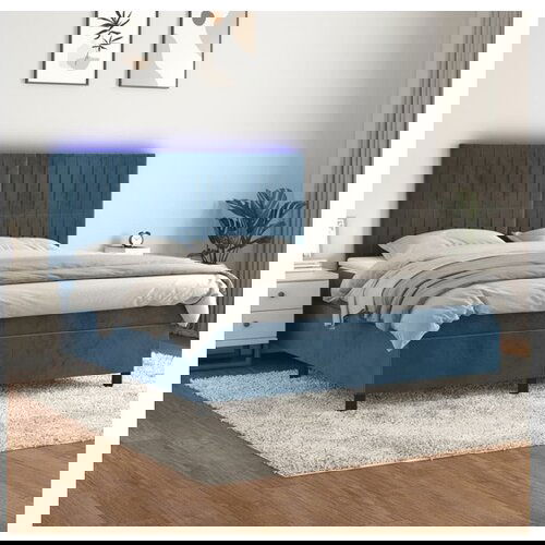 vidaXL Krevet box spring s madracem LED tamnoplavi 180x200 cm baršun Cene