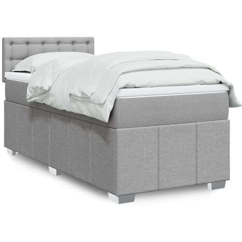 vidaXL Box spring postelja z vzmetnico svetlo siva 90x200 cm blago Cene