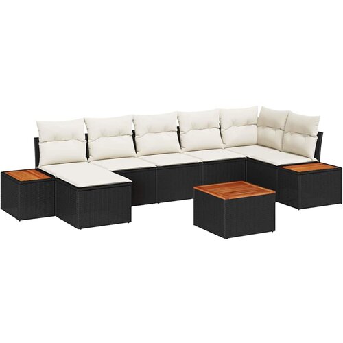 vidaXL Vrtna sedežna garnitura 8 pcs Črna in krem 319 x 154 x 85 cm, (5000020668) Cene