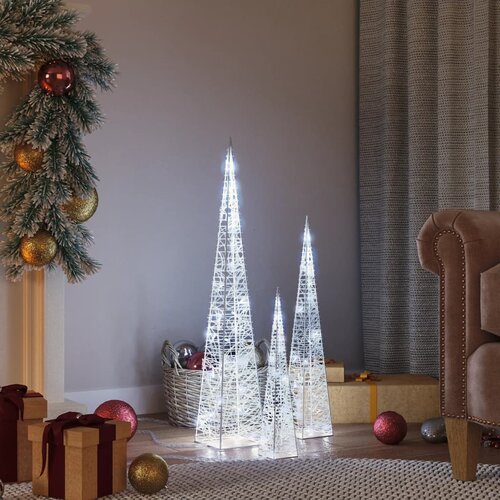 Set akrilnih ukrasnih LED stožaca hladno bijeli 30/45/60 cm Cene