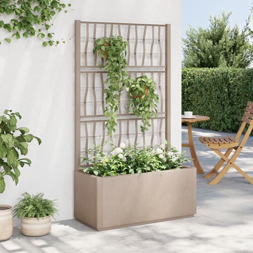 VidaXL Vrtna sadilica s re&amp;scaron;etkom svjetlosmeđa 80 x 36 x 140 cm PP Slike