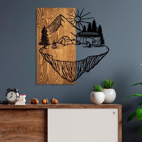 Wallity Zidna dekoracija Camp Life, 54x57 cm, Smeđe boje Cene
