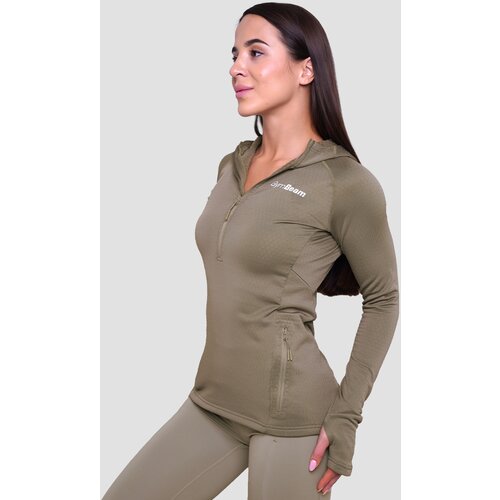 GymBeam ženska majica za trčanje 1/2 zip vetiver Slike