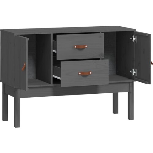  Komoda siva 110 x 40 x 78 cm od masivne borovine Slike