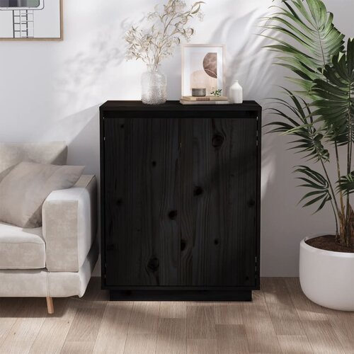 The Living Store Komoda črna 60x34x75 cm trdna borovina - Komoda, (21438080) Slike