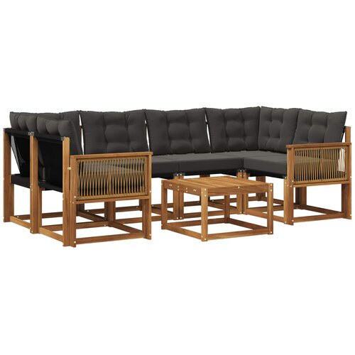 vidaXL Zunanja garnitura za sedenje z blazino 7 pcs Naravna in črna, (5000271655) Cene
