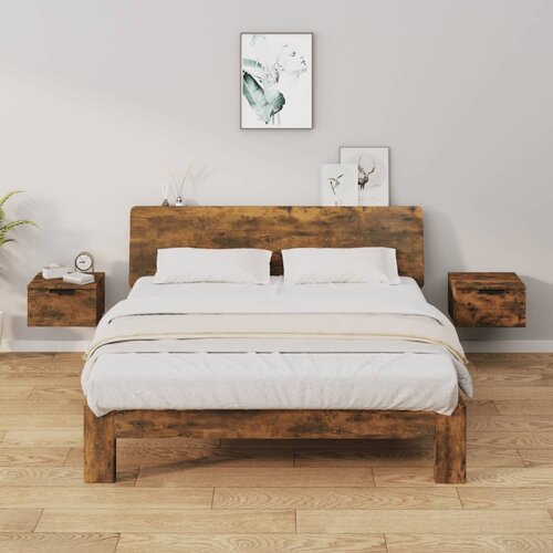 Furnova Stenska nočna omarica 2 kosa dimljeni hrast 34x30x20 cm, (21926138) Cene