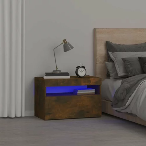  Nočna omarica z LED lučkami dimljeni hrast 60x35x40 cm, (20733156)
