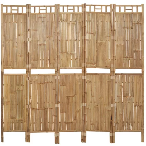 vidaXL Paravan 5-delni iz bambusa 200x180 cm