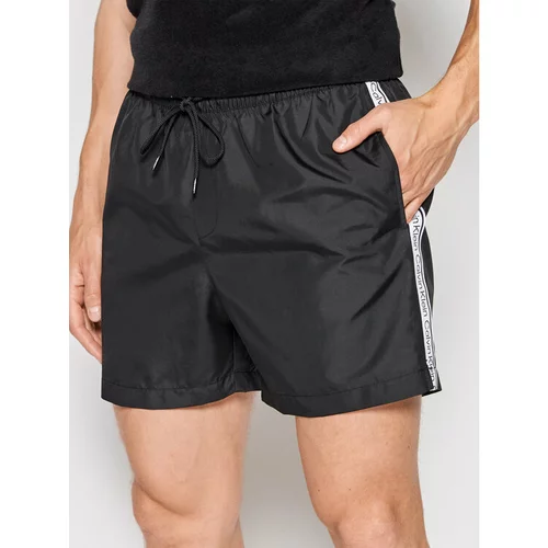 Calvin Klein Swimwear Kopalne hlače Medium Drawstringnos KM0KM00741 Črna Regular Fit