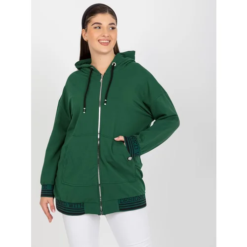 Fashion Hunters Dark green plus size zip up hoodie with pockets