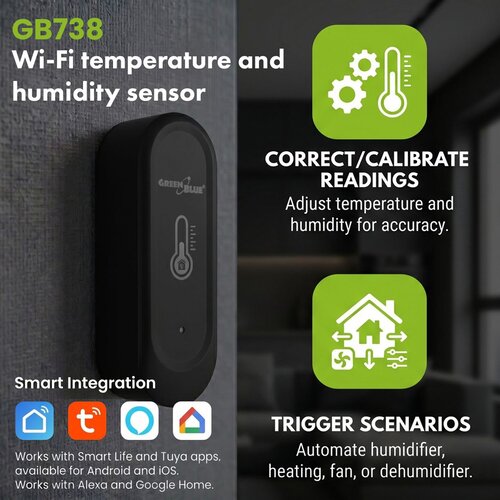 GreenBlue Outdoor WiFi Temperature and Humidity Sensor, Android /iOS, 3.0V DC, LR03x2, IP65, GB741 Cijene
