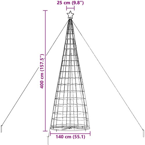 LED božićno drvce EKENAS 400 cm 800 LED lampica Plava Čelik Slike