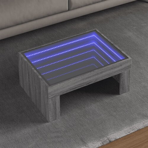 VidaXL Klubska mizica z neskončnimi LED siva sonoma 70x50x30 cm Slike