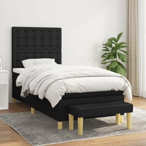  Box spring postelja z vzmetnico črna 90x200 cm blago, (20791799)
