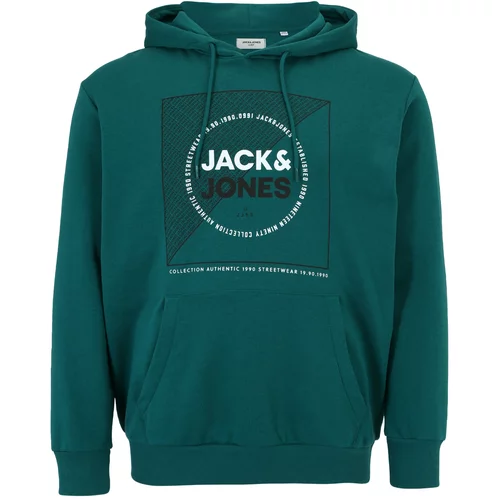 Jack & Jones Plus Sweater majica 'RALF' tamno zelena / bijela