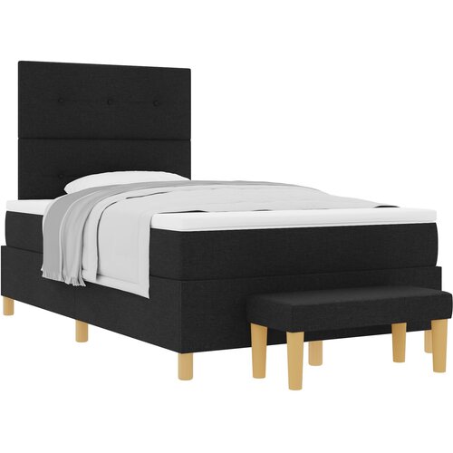 VidaXL Box Spring postelja z vzmetnico in klopjo Črna 120x200 cm Tkanina, (22049526) Slike