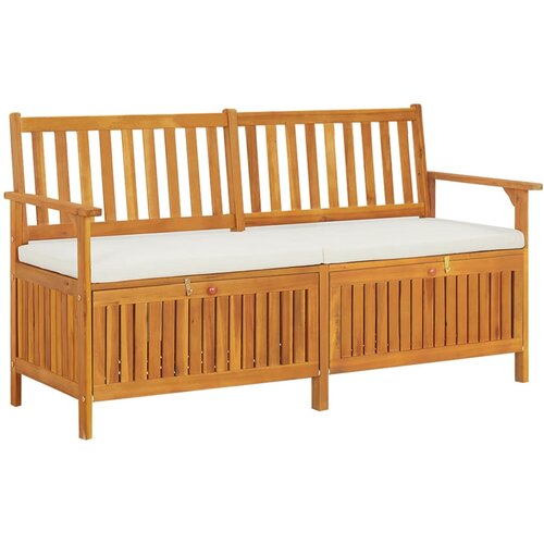 The Living Store Klop za shranjevanje z blazino 148 cm trden akacijev les - Klop, (21483802) Cene