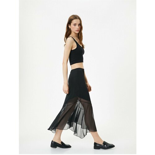 Koton Midi Skirt Asymmetric Cut Tulle Detailed Slike