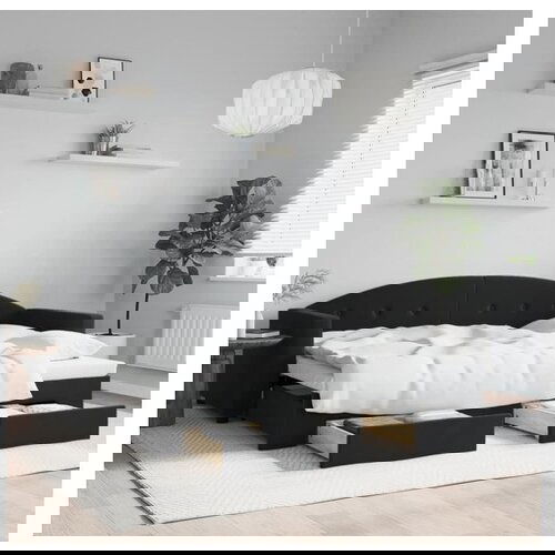 VidaXL Izvlečna dnevna postelja s predali črna 80x200 cm žam Slike