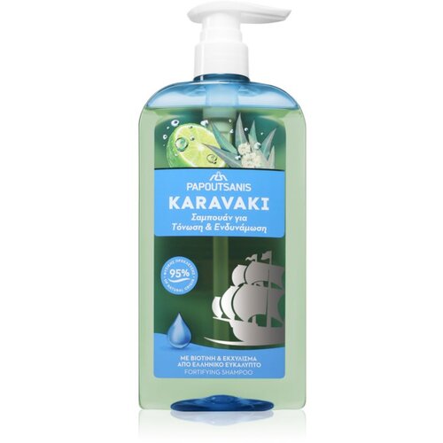 PAPOUTSANIS Karavaki Tonic &amp;amp; Strength &amp;scaron;ampon za lase 600 ml Slike