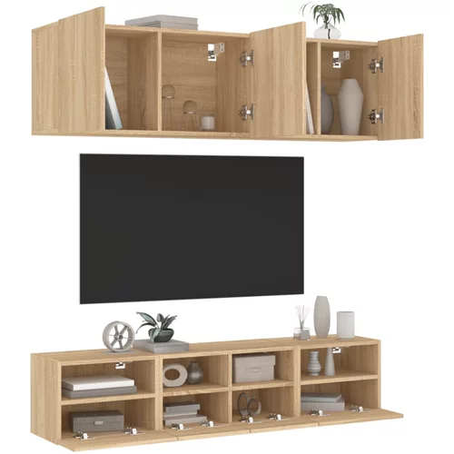  5-dijelni zidni TV elementi svjetlima boja hrasta drveni