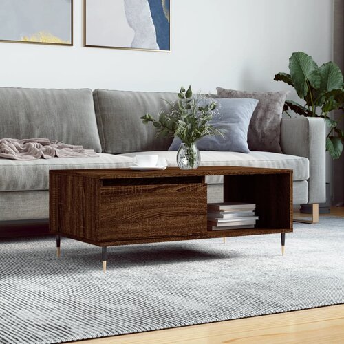 VidaXL Stolić za kavu smeđa boja hrasta 90x50x36 5cm konstruirano drvo Slike