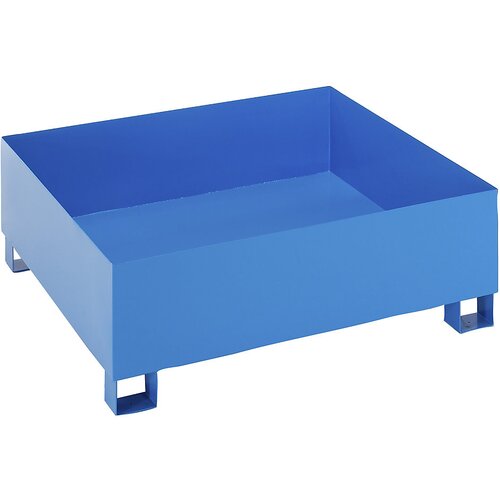 eurokraft basic Jeklena prestrezna kadica za 200-l sode, DxŠxV 1200 x 1200 x 415 mm, s certifikatom, modro praškasto lakirana, brez mrežaste rešetke Cene