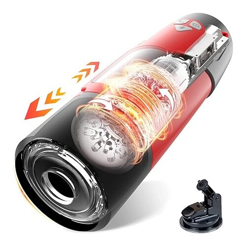 Paloqueth Electric Thrusting & Rotating Masturbator with 7 Modes and Realistic 3D Channel Red Cene