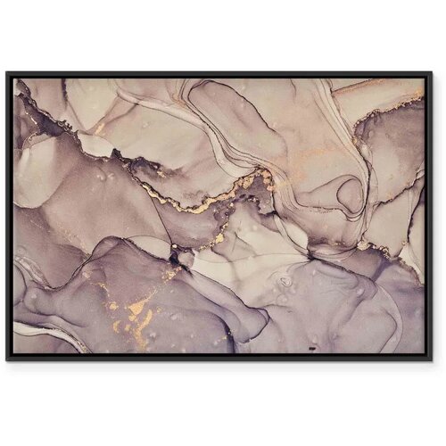  Slika - Watercolour abstraction - powder pink marble with gold accents 120x80 U crnom drvenom okviru Slike