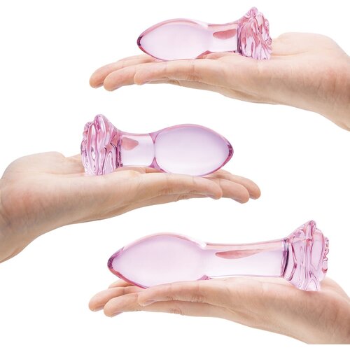 Gläs Glas Rosebud Butt Plug Set Pink 3 pcs Cijene