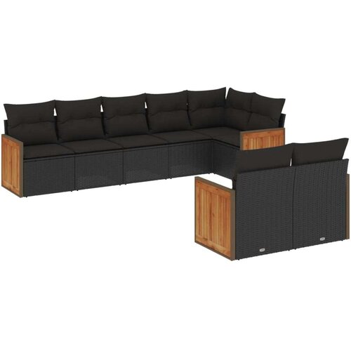  8-dijelni set vrtnih sofa od poliratana s jastucima crni Slike