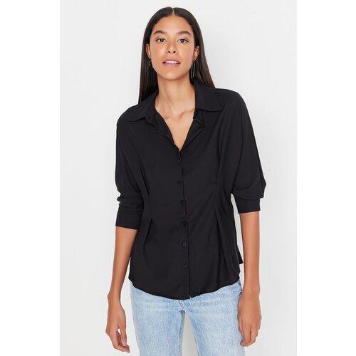 Trendyol Black Collared Flowy Shirt Slike
