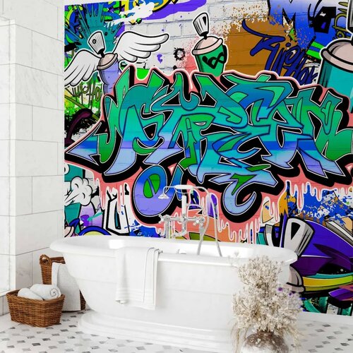  Foto tapeta - Graffiti: blue theme 250x175 Vodootporna Slike