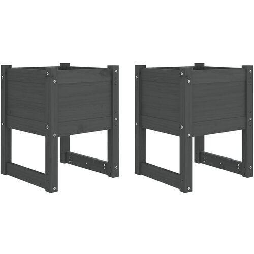  Sadilice 2 kom siva 40 x 40 x 52,5 cm od masivne borovine Slike