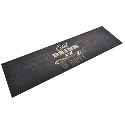vidaXL Kuhinjski tepih perivi s natpisom crni 45 x 150 cm baršunasti Cijene