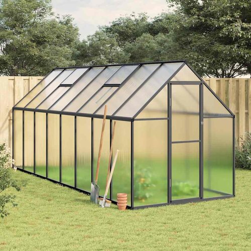 vidaXL Staklenik s okvirom antracit 445 x 169 x 195 cm aluminijski Cijene