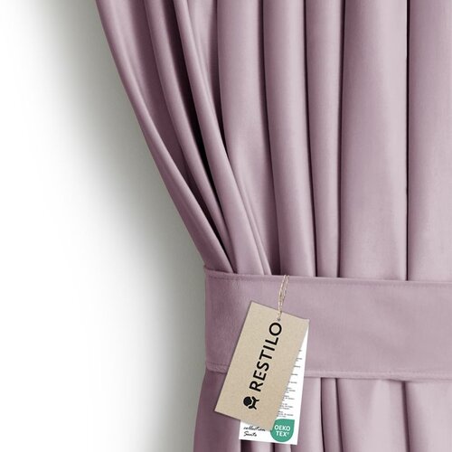  Curtain VELVET color powder pink style classic tape type of material - textiles velvet 140x245 AmeliaHome Cene