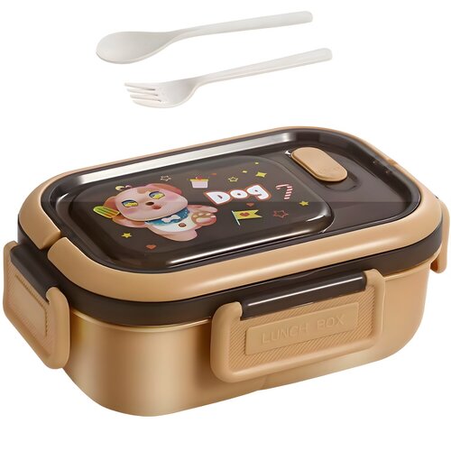  Lunchbox s pregradama i priborom - Smeđa / Psić KP39099 Slike